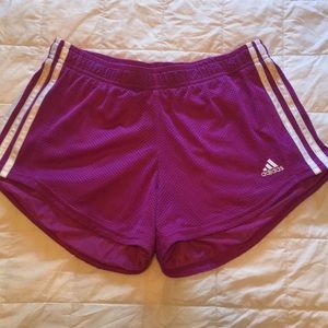 Purple adidas shorts